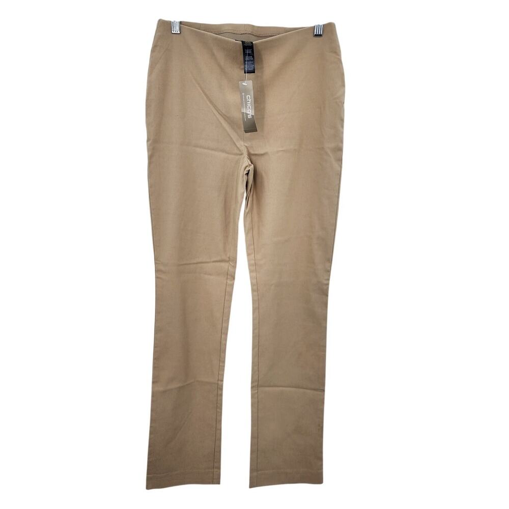 New NWT Chico's So Slimming Straight Leg Pants Sand Tan Brown Size 00